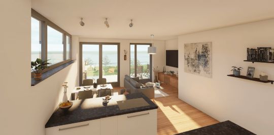 Neubauprojekt GRÜNE MITTE - Visualisierung Innenraum 2,5-Zimmer Wohnung