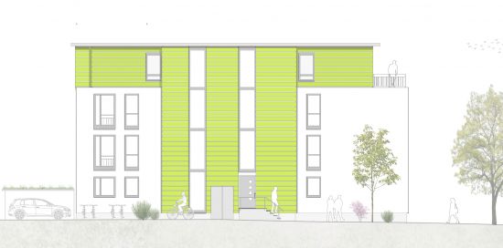Neubauprojekt GRÜNE MITTE - Ansicht Nord