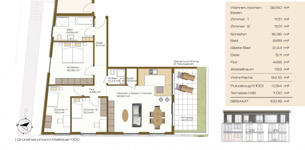 Neubauprojekt S42 - Grundriss WHG A3 | 4 Zimmer | EG