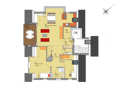 Haus B - Dachgeschoss | Wohnung B3 (Var.III) Haus B - Dachgeschoss | Wohnung B3 (Var.III)